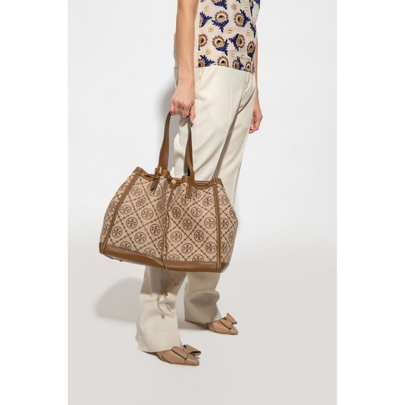 Tory Burch T Monogram Jacquard Tote Hazel Brown - Picture 13 of 13